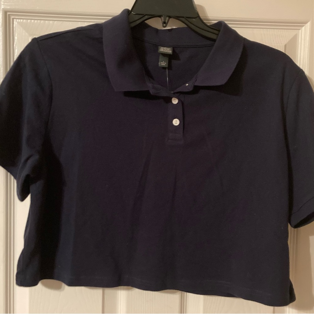 Lot of 2: Polo-Style School Youth Uniform Shirts Navy Blue Large Girls/Teens NEW